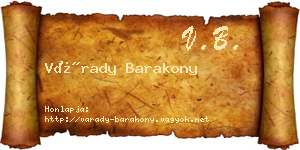 Várady Barakony névjegykártya
